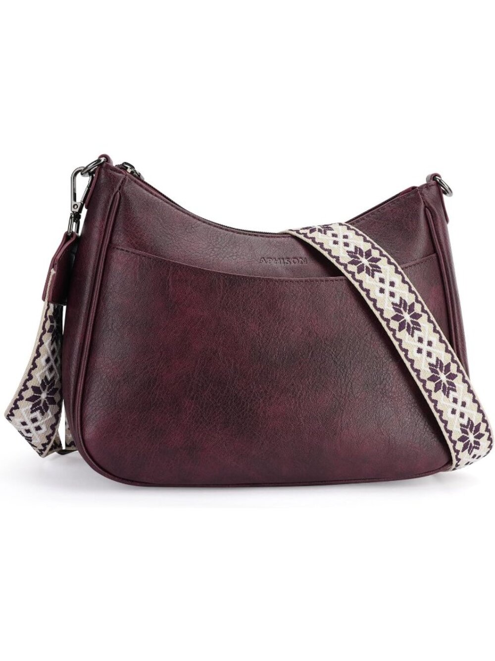 👜Women's Grape Leather Crossbody Purse Shoulder Bag Wide Strap Travel